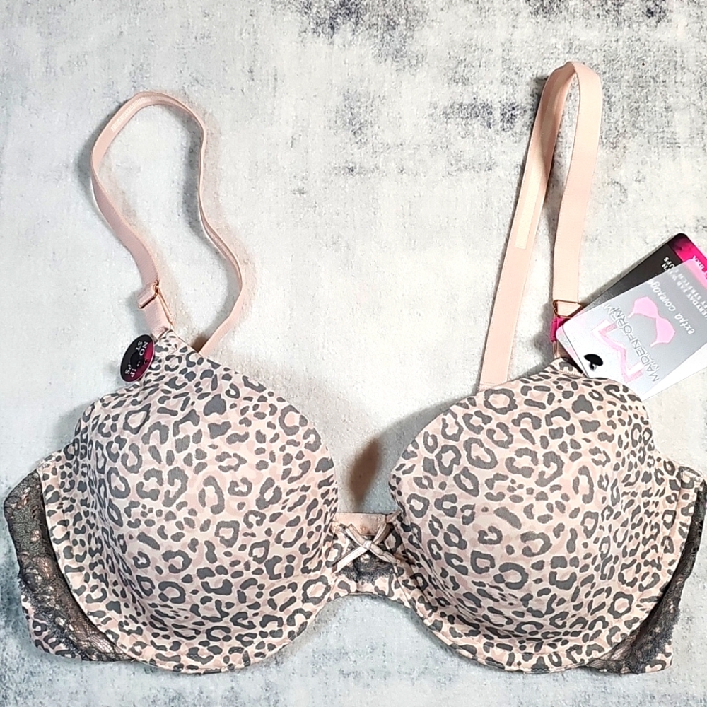 Leopard Print T shirt Bra Extra Coverage 34C NWT Maidenform One Fab Fit PinkG13